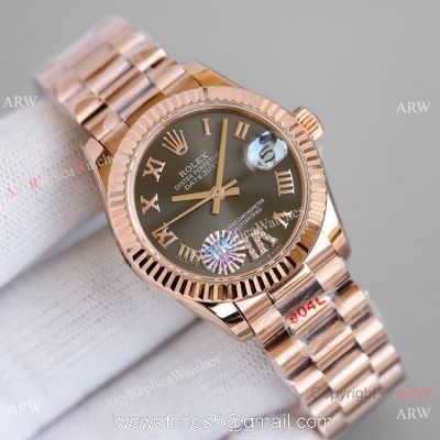 TR Factory 904L Swiss Copy Rolex Datejust 31mm Watch President Rose Gold Case