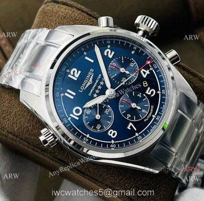 CF Factory Swiss Replica Longines Spirit ETA7753 Chronograph Watch Blue Dial Stainless Steel