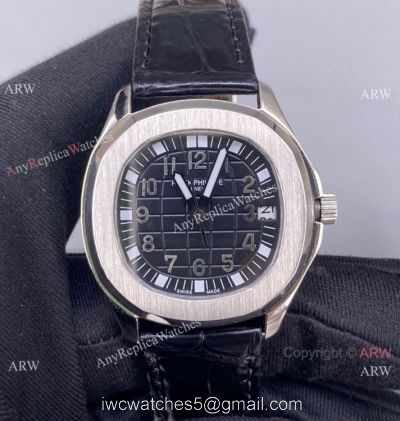 PPF Swiss Patek Philippe Aquanaut Lady Black Leather Strap Copy Watch