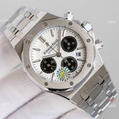 JH Audemars Piguet Royal Oak 7750 Chronograph Watch White Panda Dial 41mm