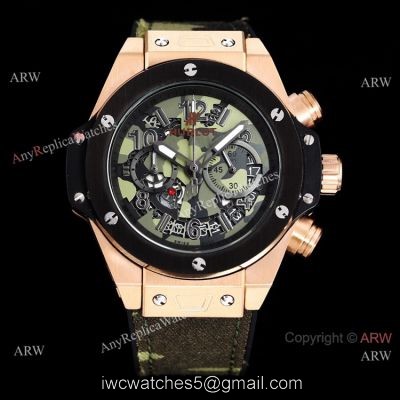 Japan Grade Copy Hublot Big Bang VK Chronograph Watch Rose Gold Black Dial