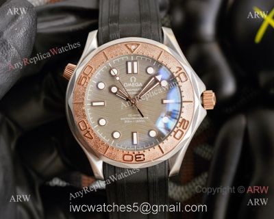 2021 New! Omega Seamaster Nekton Watch Rubber Strap Two Tone Rose Gold