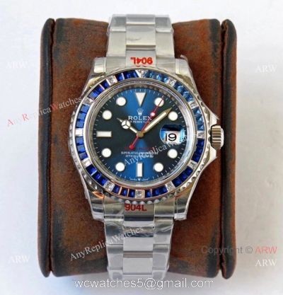 (ROF) Rolex Yacht-Master Blue Diamond Stainless Steel Copy Watch 2021 New!