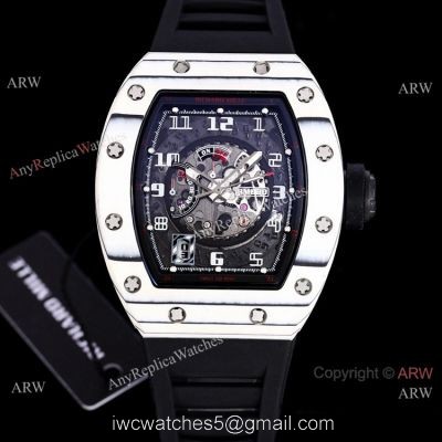 Best Copy Richard Mille RM 030 White Rush Limit Edition Watch Black Rubber Band