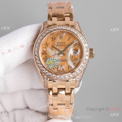 JH Factory Replica Rolex Pearlmaster 81285 Rose Gold Watch 34mm