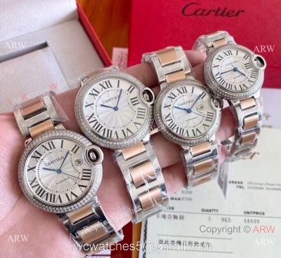Clone Cartier Ballon Bleu Automatic Movement Watch 2-Tone Rose Gold Diamond
