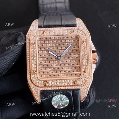 Iced Out Cartier Santos 100 Replica Watches Automatic High End Replica