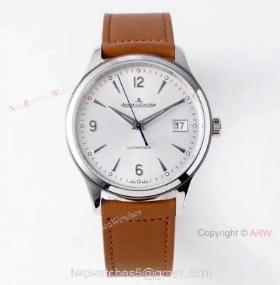 Zf Factory Jaeger-Lecoultre Master Control Date 40mm Silver Dial Brown Leather Band Replica Watch