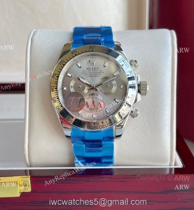 Clone Rolex Daytona 43mm SilverGray Dial Stainless Steel Watch