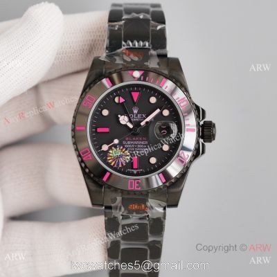 Swiss Copy Rolex Blaken Submariner 2836 Watch Red Markers 40mm