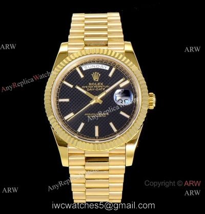 (GM Factory) Swiss Rolex Day Date 40mm Replica Watch Black Grid dial
