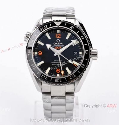 Swiss Copy Omega Seamaster Planet Ocean 600m GMT Watch VSF 8605 Stainless Steel Black Ceramic Bezel