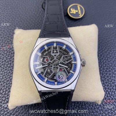 LF Factory Zenith Defy classic Skeleton Dial Watch Black Gummy Strap