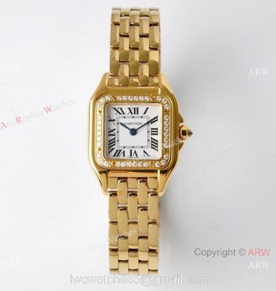 BV Factory AAA Replica Cartier Panthere 22mm Quartz Watch Yellow Gold Diamond Bezel 22mm
