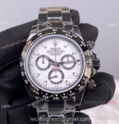 New! Swiss Copy Rolex Daytona 7750 Black Steel Panda Face Watch