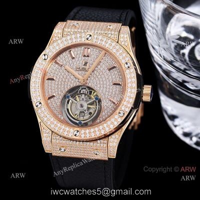 Full Diamonds Hublot Classic Fusion 42mm Tourbillon Watch High Quality Replica