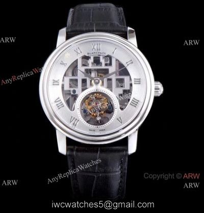 Super Clone Blancpain Fantasy Swiss Tourbillon White Dial Watch 43mm Men
