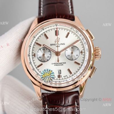 JH Factory Swiss Breitling Premier B01 Chronograph Watches Asia7750 Rose Gold