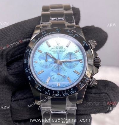 New! Swiss Copy Rolex Daytona 7750 Chronograph Watch Glacier blue Blacksteel 40mm