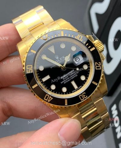 2021 New! VS Factory Swiss 3235 Rolex Submariner Date 41mm Watch Yellow Gold Black Dial  72 Power Reserve