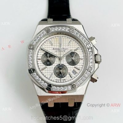 Clone Audemars Piguet Royal Oak Chronograph Watch SS Diamond Bezel