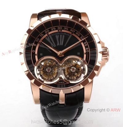 Super Clone Roger Dubuis RDDBEX0249 Double Tourbillon Rose Gold Watch 47mm
