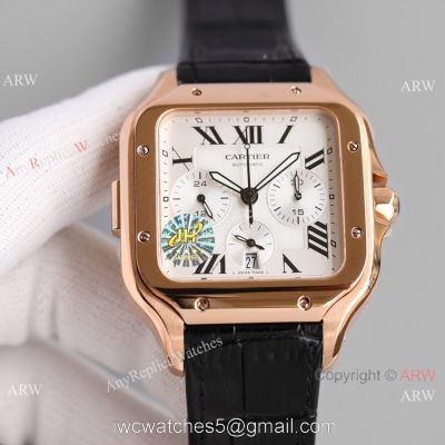 JH Swiss Grade Cartier Santos de Cartier Chronograph Rose Gold Watch 2021 New!