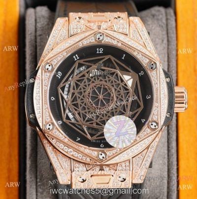 Z Factory Swiss Copy Hublot Sang Bleu Diamond Bezel 45mm Watch Citizen Movement