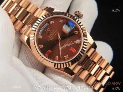 Best Replica Rolex Day-date 36 Chocolate Rose Gold Watch