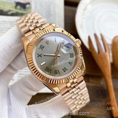 Best Replica Rolex Oyster Perpetual Datejust 40mm Watches Rose Gold Green Roman Marker