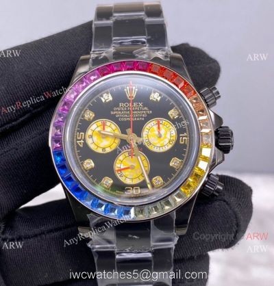 Swiss Replica Rolex Watches Daytona 116598 RBOW Black Steel 40mm