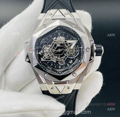 High Quality Replica Hublot Sang Bleu Black Watch 45mm eta7750 Automatic Movement