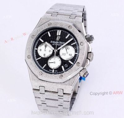 New Audemars Piguet Royal Oak Frosted Gold Chronograph Watch 41mm Black Dial Stainless Steel Bracelet Replica