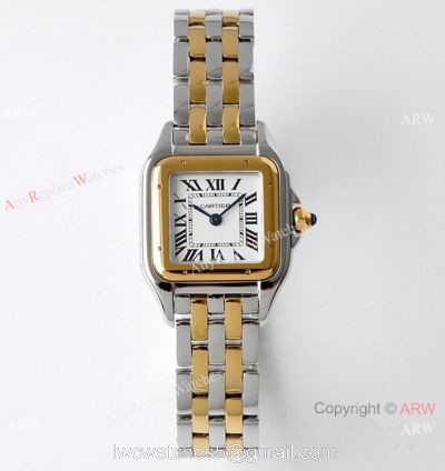 BV factory 1:1 Replica Panthere De Cartier 22mm Watch Two Tone White Dial