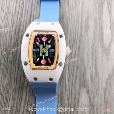Women Richard Mille BonBon Collection Watches Rm07 Blue Rubber Strap