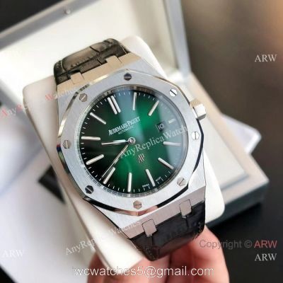 2021 NEW! Clone Audemars Piguet Royal Oak Jumbo Watch Green Leather Strap