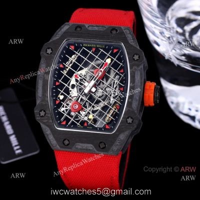 Best New Richard Mille RM 27-04 Tourbillon Rafael Nadal Tennis Court Watch Red Fabric Strap