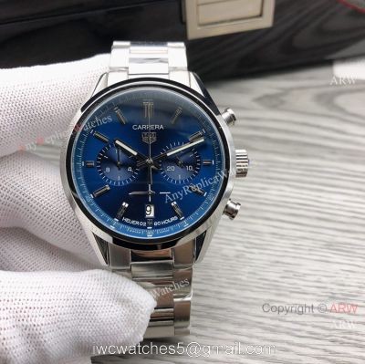 40mm Tag Heuer Carrera Blue Face Stainles Steel Watches For Men Replica