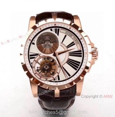 Swiss Copy Roger Dubuis Excalibur Tourbillon RDDBEX0216 Watch Rose Gold
