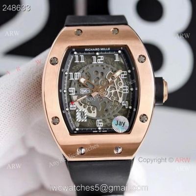 Knockoff Richard Mille RM 030 Rose Gold Watch Black Rubber Strap