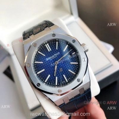 2021 NEW! Clone Audemars Piguet Royal Oak Jumbo Watch Blue Leather Strap