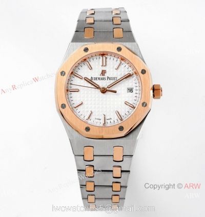 2021 New Swiss Copy Audemars Piguet Royal Oak 34mm Watch Two Tone Rose Gold Case