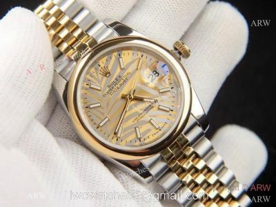 2021 New Rolex Datejust Gold Palm dial Domed bezel Gold Jubilee Watch