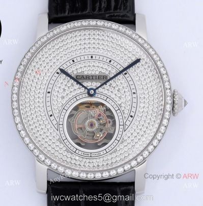 BBR Factory Cartier Rotonde De Tourbillon Full Diamond Watch 40mm