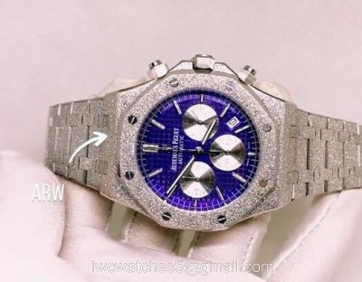 New Audemars Piguet Royal Oak Watch Frosted Gold Case Purple Dial