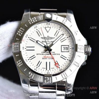 GF Factory Breitling Avenger II GMT White DIAL 43mm Watch Super Clone Swiss 2836 Movement
