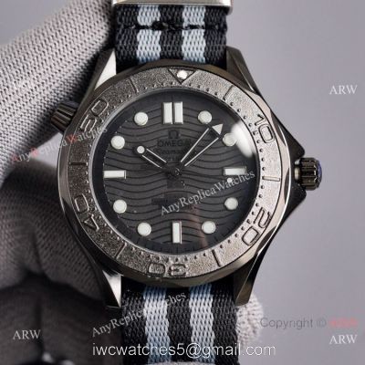 New 2021 Watch  Swiss Replica Omega Black Seamaster Diver 300m Nato Strap