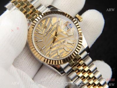 2021 Copy Rolex New Datejust 36 Gold Palm Motif Dial Jubilee Watch