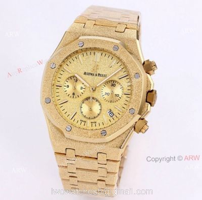 New Audemars Piguet Royal Oak Quartz Copy Watch  Best AP Frosted Gold Watch 41mm