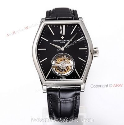 New Vacheron Constantin Malte REAL Tourbillon Black Face High End Replica Leather Strap Watch